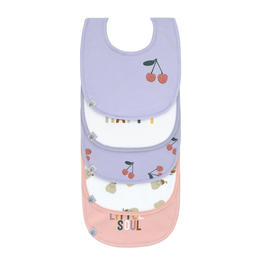 Lassig - Lot de 5 bavoirs imperméables - Happy Fruits - Cerise