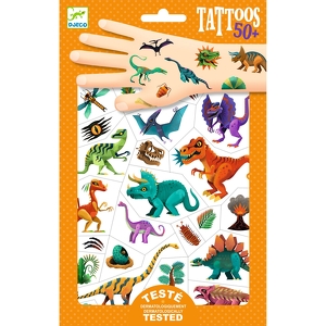 DJECO - Lot de 50 tatouages - Dino Club - 3 ans +