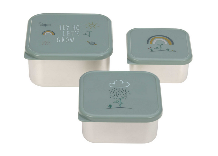 Lassig - Lot de 3 petites boîtes à goûter inox - Garden explorer