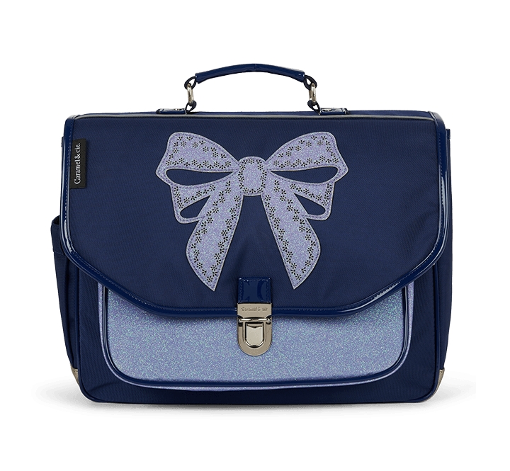 Caramel &amp; Cie - Cartable moyen - Noeud Pailletté Marine