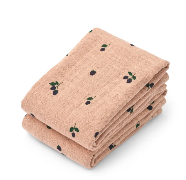LIEWOOD - Lot de 2 langes Lewis Muslin - Mini Berry/Pale Tuscany