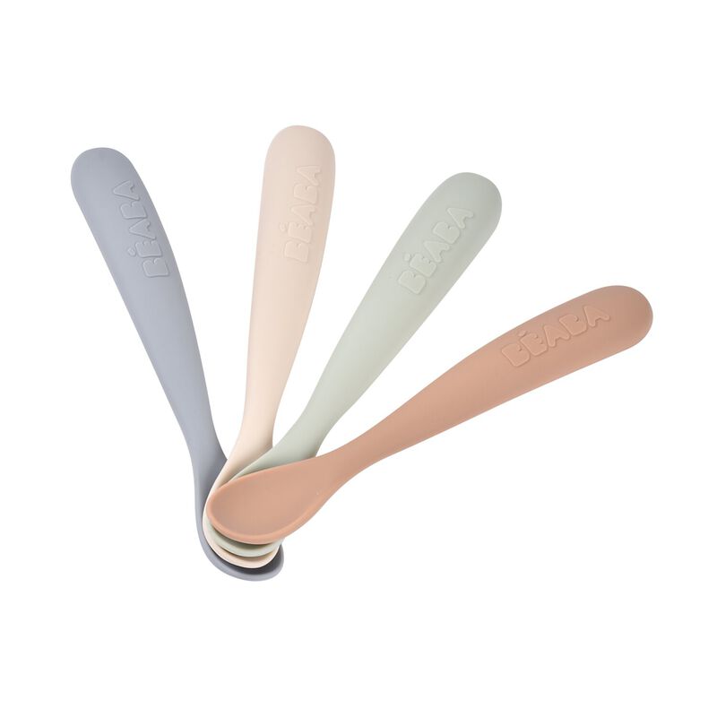 Beaba - Lot de 4 cuillères 1er âge silicone - Natural Set
