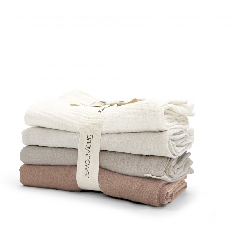 Babyshower - Lot de 4 langes Little Colors - Latte
