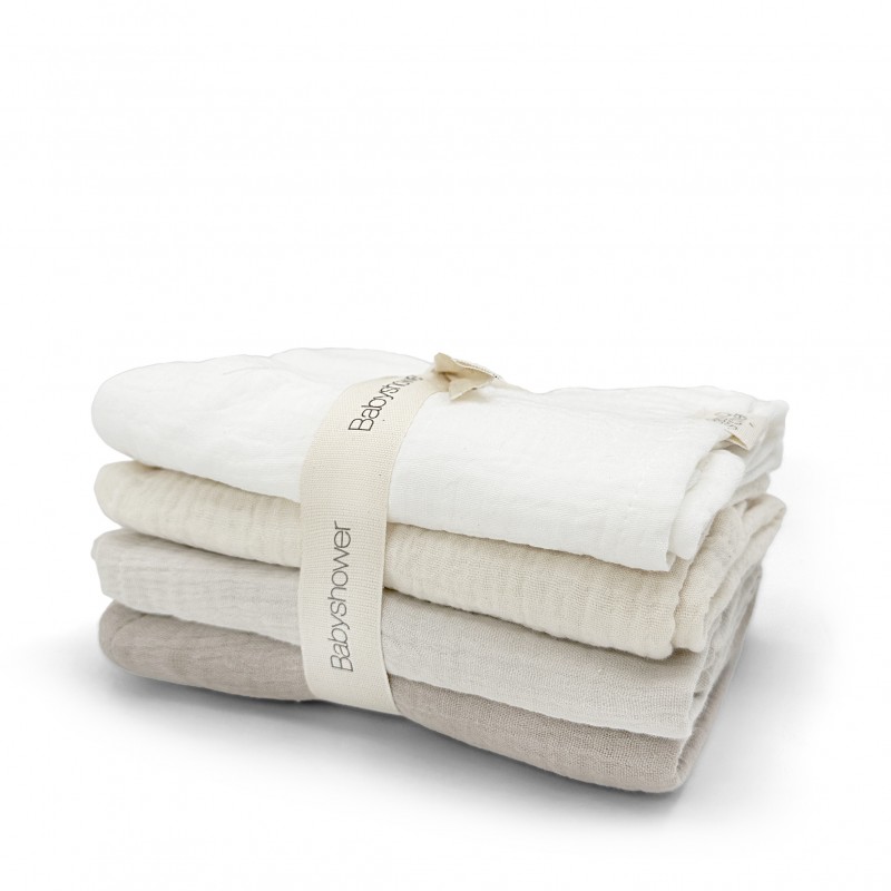 Babyshower - Lot de 4 langes Little Colors - Ivory