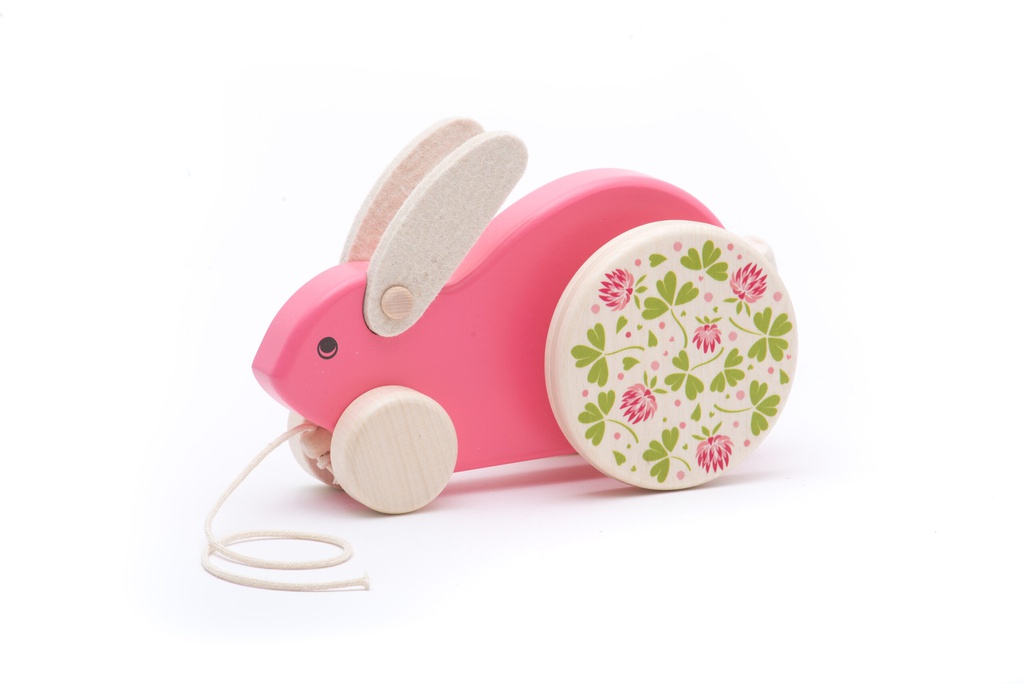 Bajo - Joli lapin sautant à tirer - Rose