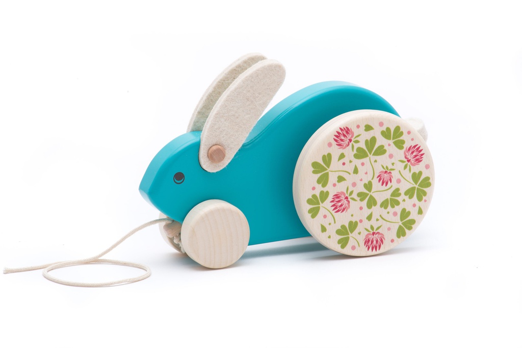 Bajo - Joli lapin sautant à tirer - Bleu