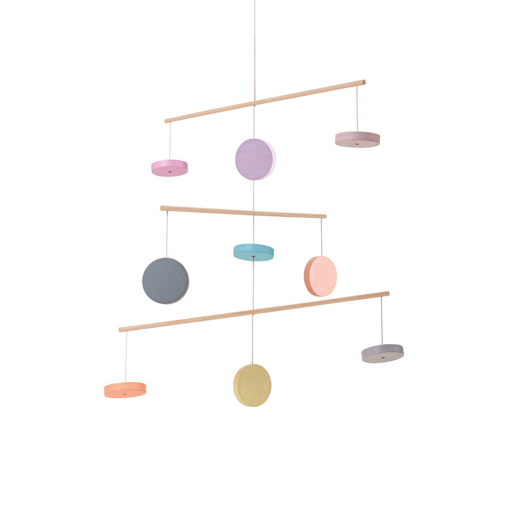 Plan Toys - Mobile en bois - Couleurs pastel