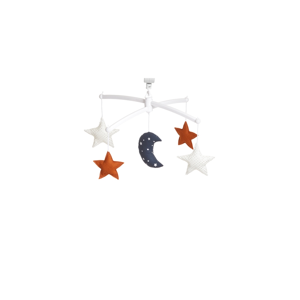 Pouce et Lina - Mobile lune et étoiles - marine roux