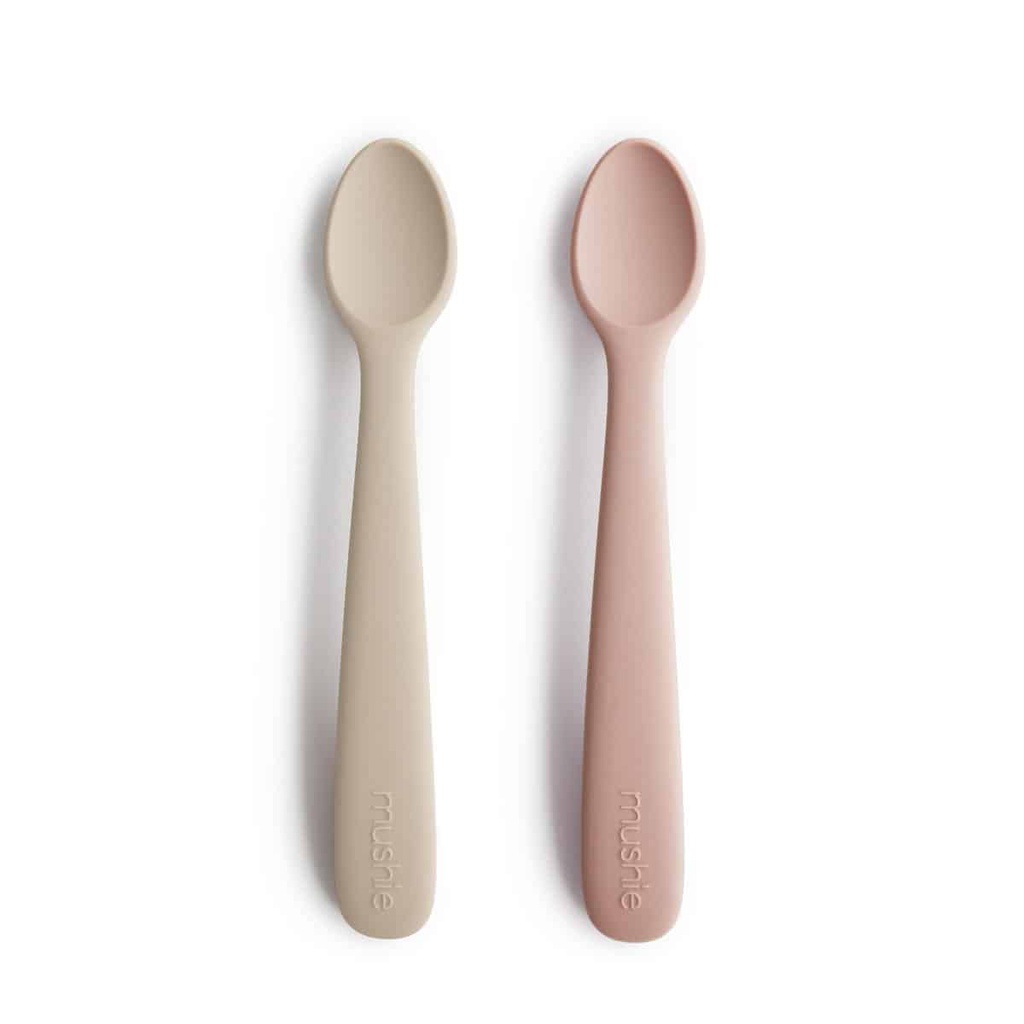 Mushie - Lot de 2 Cuillères en Silicone  - Blush /sand