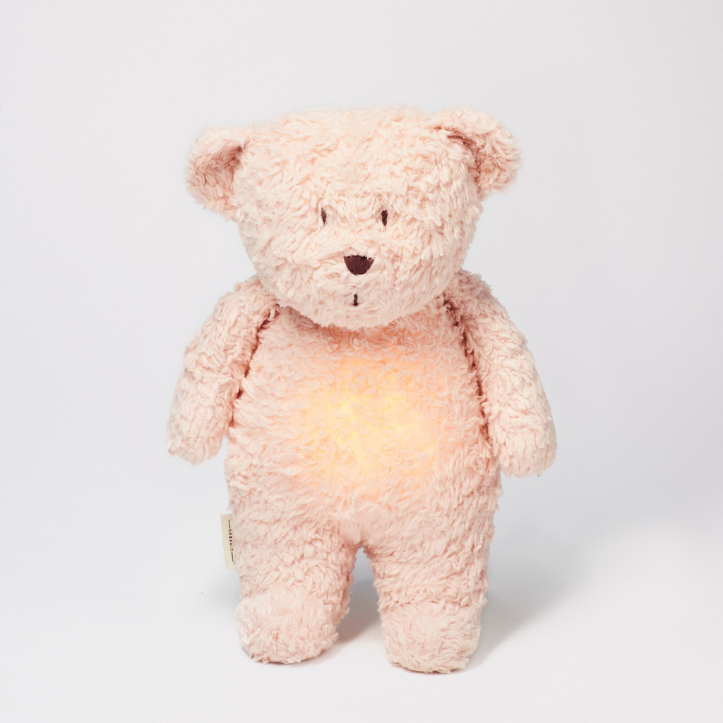 Moonie - Peluche veilleuse musicale - Ourson en coton BIO - Rose