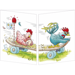 Sophie Turrel - Carte anniversaire - Poules