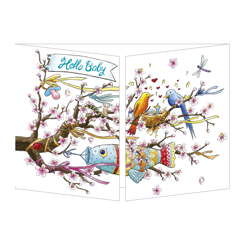 Sophie Turrel - Carte anniversaire - Oiseaux