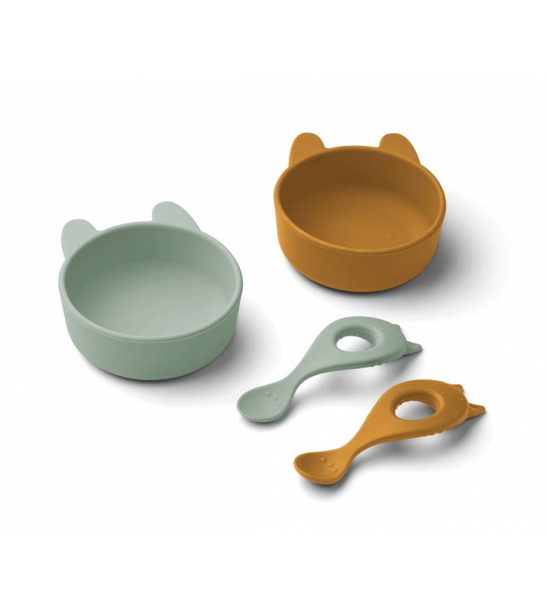 LIEWOOD - Coffret repas en silicone - Mustard / Pepermint Mix