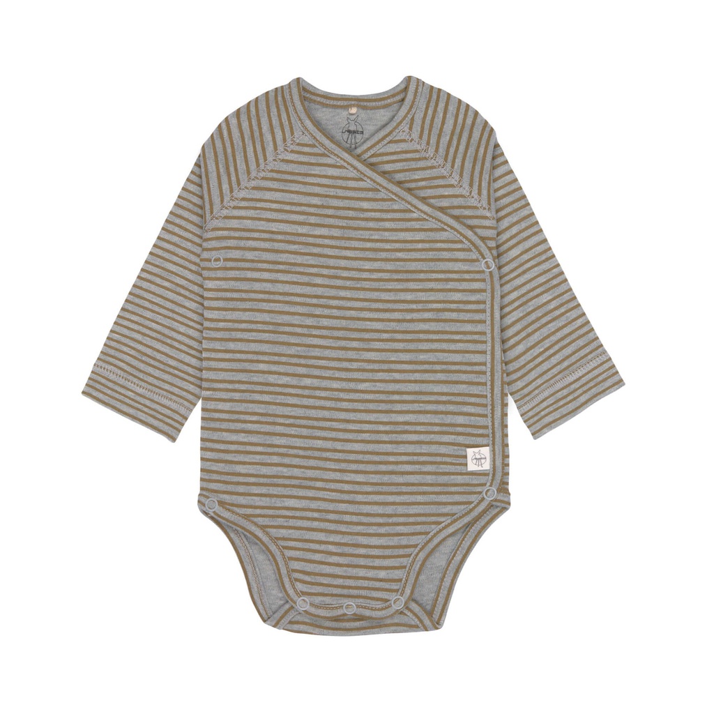 Lassig - Body manches longues Bébé, Rayés Gris Chiné