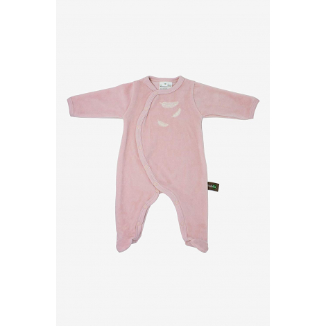 Kadolis - Pyjama velours avec pieds - Rose plumes