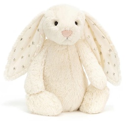 Jellycat - Medium Bashful Twinkle Bunny - Lapin blanc oreilles étoilées - Medium