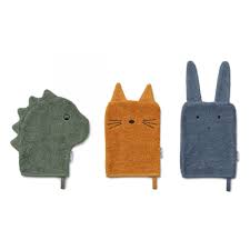 LIEWOOD - Pack de 3 gants de toilette Sylvester - Dino Mix