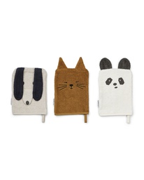 LIEWOOD - Pack de 3 gants de toilette Sylvester - Animal Mix