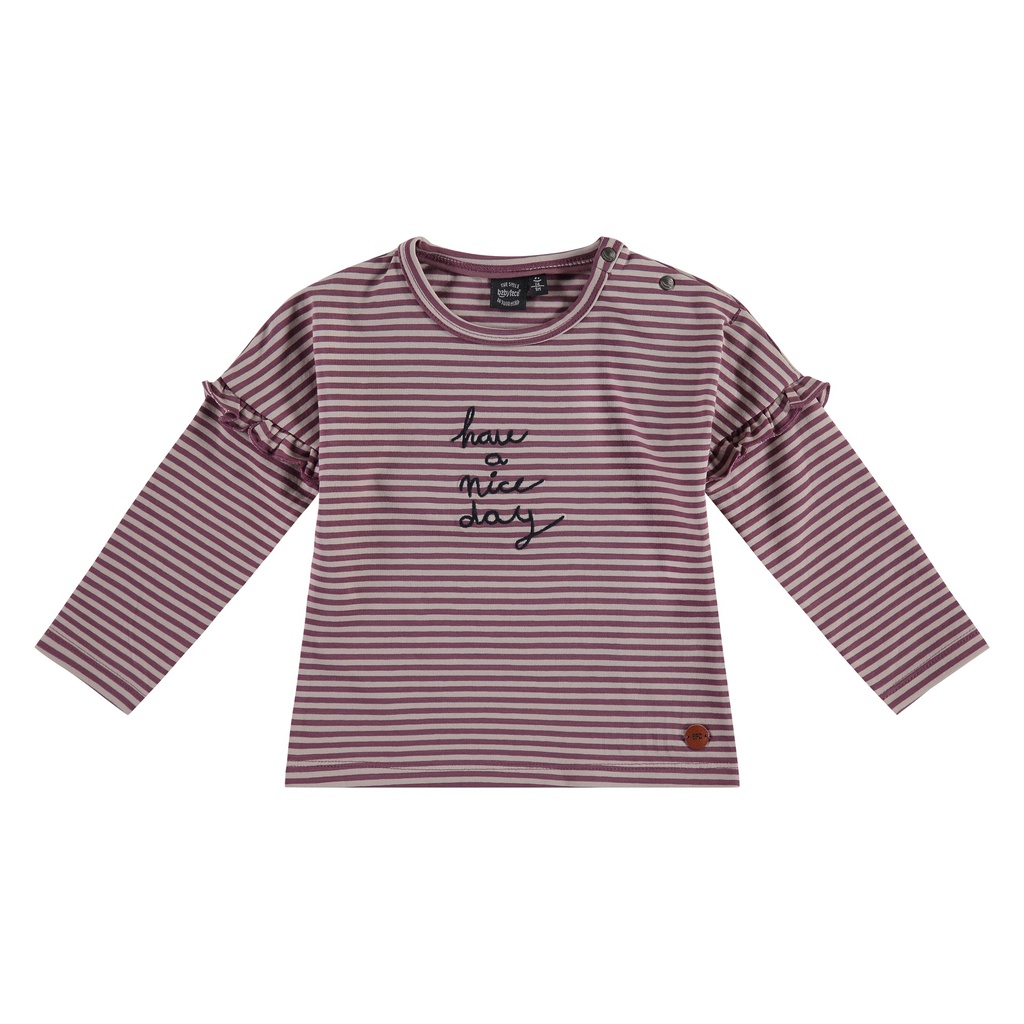 BABYFACE - T-shirt longues manches fille - Mauve / rayures blanches