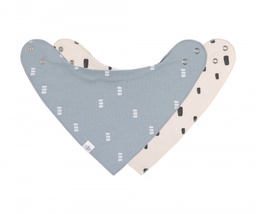 Lassig - Lot de 2 bandanas Interlock Gots - Blocks Light Blue / Bricks Milky