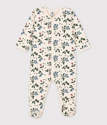 Petit Bateau - Pyjama 1 pièce en molleton - Blanc / fleurs