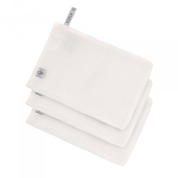 Lassig - Lot de Gants de toilette en mousseline - Blanc