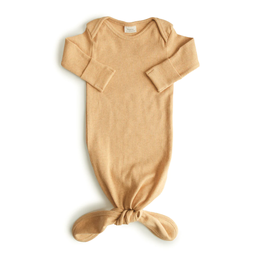 Mushie - Pyjama côtelé à nouer en coton BIO - 0/3 mois - Moutarde