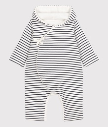 Petit Bateau - Combinaison longue rayée marinière à capuche bébé en coton