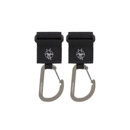 Lässig - Lot de 2 crochets attache-poussette avec mousqueton - Noir