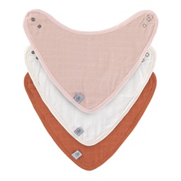 Lässig - Lot de 3 bandanas en mousseline - Rose poudré/Blanc cassé/Rouille