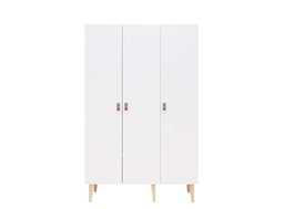 Bopita - Armoire 3 portes Indy - Blanc/naturel