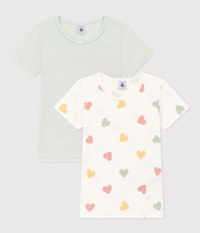 Petit Bateau - Lot de 2 T-Shirts Manches Courtes - Coeurs