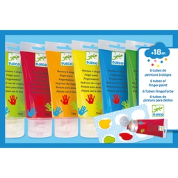 DJECO - Lot de 6 tubes de peinture à doigts - 18 mois +