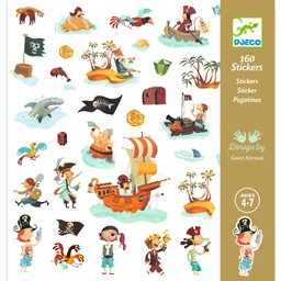DJECO - Lot de 160 stickers - Pirates - 4 à 7 ans