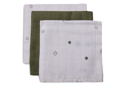 Jollein - Set de 3 serviettes Gaze de Coton Stargaze - Leaf Green