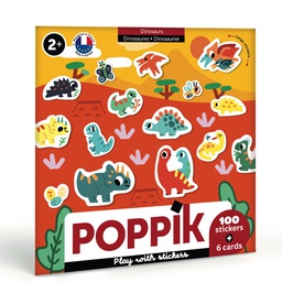 Poppik - 100 stickers + 6 cartes - Dinosaures