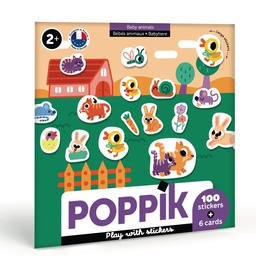 Poppik - 100 stickers + 6 cartes - Bébés animaux