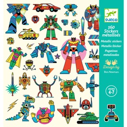 DJECO - Lot de 160 stickers métallisés - Robots - 4 à 7 ans