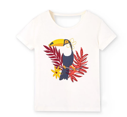 Boboli - T-shirt bleu blanc pour fille - Toucan