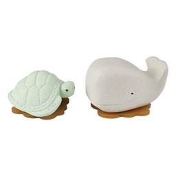 Hevea Planet - Set de 2 jouets de bain - Baleine et tortue - Beige / Vert