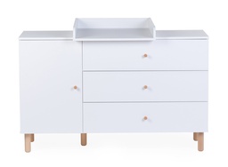 Childhome - Commode 3 Tiroir + 1 Porte + Plan à Langer - Wonder White