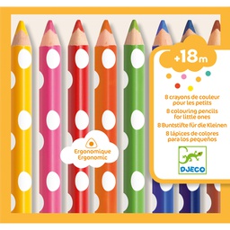DJECO - 8 crayons de couleur pour les petits - 18 mois +