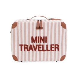 Childhome - Valise Mini Traveller - Nude rayures/Terracotta