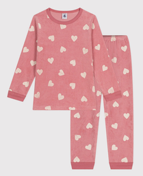 Petit bateau - Pyjama en velours imprimé cœurs