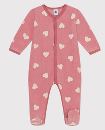 Petit Bateau - Pyjama bébé en velours imprimé motif cœurs