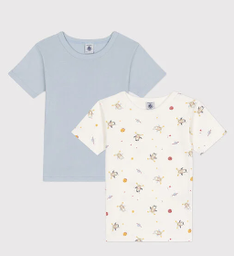 Petit Bateau - Lot de 2 T-Shirts en Coton Petit Garçon - Espace