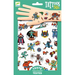 DJECO - Lot de 50 tatouages - Heroes vs villains - 3 ans +