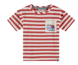 Stains &amp; Stories - t-shirt garçon rayé rouge/blanc
