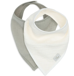Jollein - Bavoir Bandana Gaze de Coton - Olive Green/Oatmeal - 2 Unités