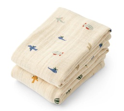 LIEWOOD - Lot de 2 langes Lewis Muslin - Aviatore/Ecru